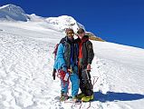 13 17 Climbing Sherpa Palde And Jerome Ryan Back To Mera High Camp With Mera Peak Central Summit And Mera Peak North Summit It was a quick 70 minutes to descend from Mera Peak Eastern Summit (6350m) back to Mera High Camp (5770m), where Palde and Jerome Ryan enjoyed some tea and soup.